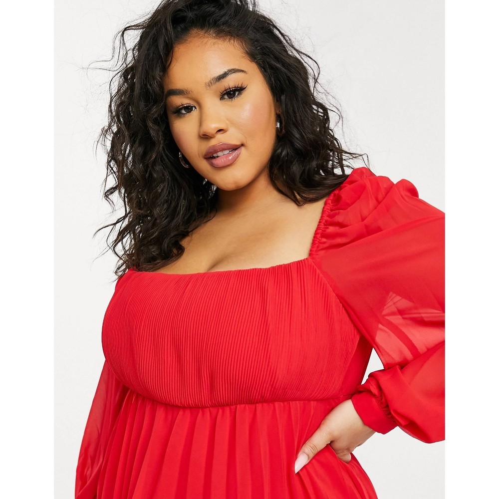 ASOS Design Curve Red Skater Dress Size 16 New!